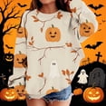 thumbnail image 2 of Ugoldhm Girls Halloween Print Crew Neck Sweatshirt Long Sleeve Loose Casual Pullover Holiday Top, 2 of 5