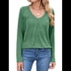 thumbnail image 2 of Camisetas de Larga para Mujer, Cuello en V, Suaves, Básicas, Holgadas, Informales, Moda de Otoño. Verde L, 2 of 10
