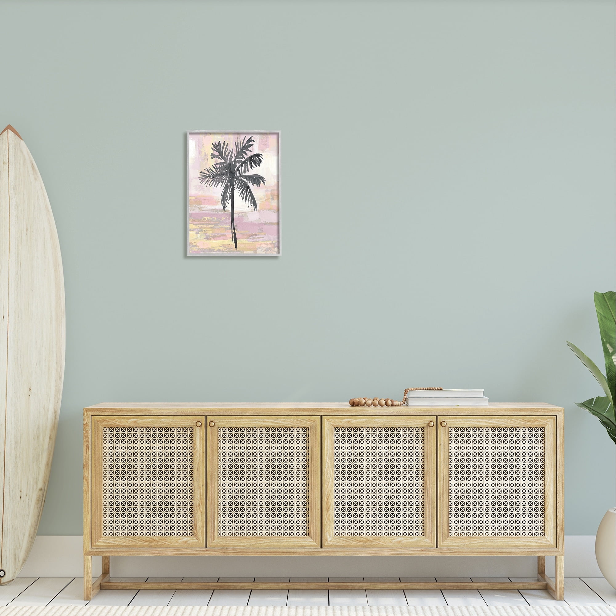 Stupell Industries Pastel Pink Palm Tree Tropical Abstract Design Framed Wall Art, 16 x 20, Design by Kristen Dew