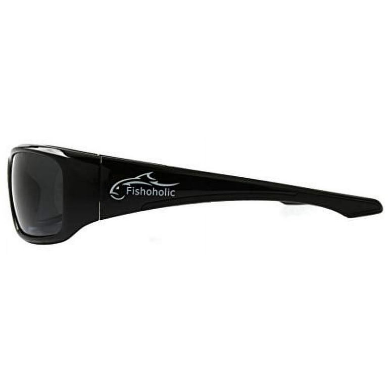 Fishoholic Polarized Fishing Sunglasses (6 Color Options) L/XL - Rubber  Inset - Free Hard Case & Pouch - UV400 Sun Protection - Great Fishing Gift  (GB-MB-blk) 