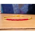 thumbnail image 3 of Red Jade 2-2.5mm Round Shape Faceted Cut Beads 7 inch Gold Plated Clasp Bracelet for men, women, unisex. Link Chain Stacking Bracelet.|LINK_05761, 3 of 4