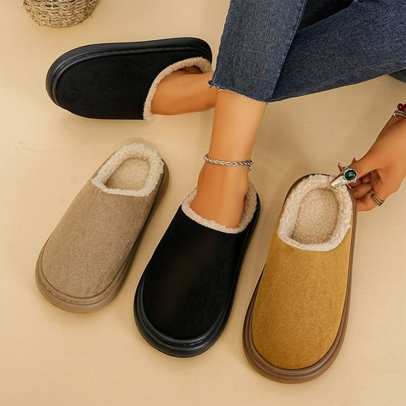 Lenago Winter Warm Slippers for Women Cozy Quilted Comfortable Soft Foam Faux Fur House Shoes Slip On Slippers Anti-slide Winter Footwear for Cold Weather