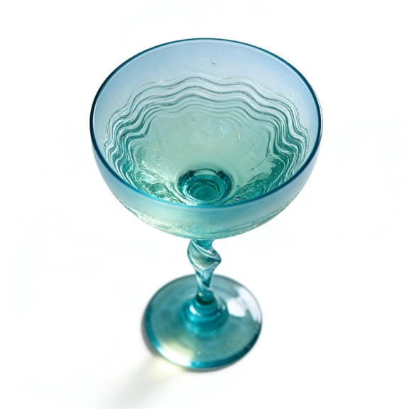 HOARBOEG Wave Sea Glass Stemless Wine Glass - Recycled Ocean Wave Design, Hand-Blown Artisan Drinkware for Red White Wine, Cocktails, Unique Coastal Home Decor, Elegant Glassware Gift 15oz