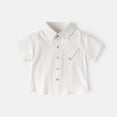 thumbnail image 2 of Splozh Boys' Fashion Toddler Baby Boys T-Shirt Summer Fall Lapel Button Comfy Cotton Shirts Short Sleeve Tops White,3-4 Years, 2 of 4