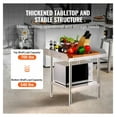 thumbnail image 3 of Stainless Steel Work Table 24x24x26 Inch - Commercial Food Prep Table - Heavy Duty 3-Sided Backsplash - Adjustable Height Metal Worktable for Restaurant Home Kitchen, 3 of 7