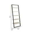 thumbnail image 5 of 75 Inch Leaning Bookshelf, Ladder Design, 5 Gray Melamine Shelves, Black - Saltoro Sherpi, 5 of 5