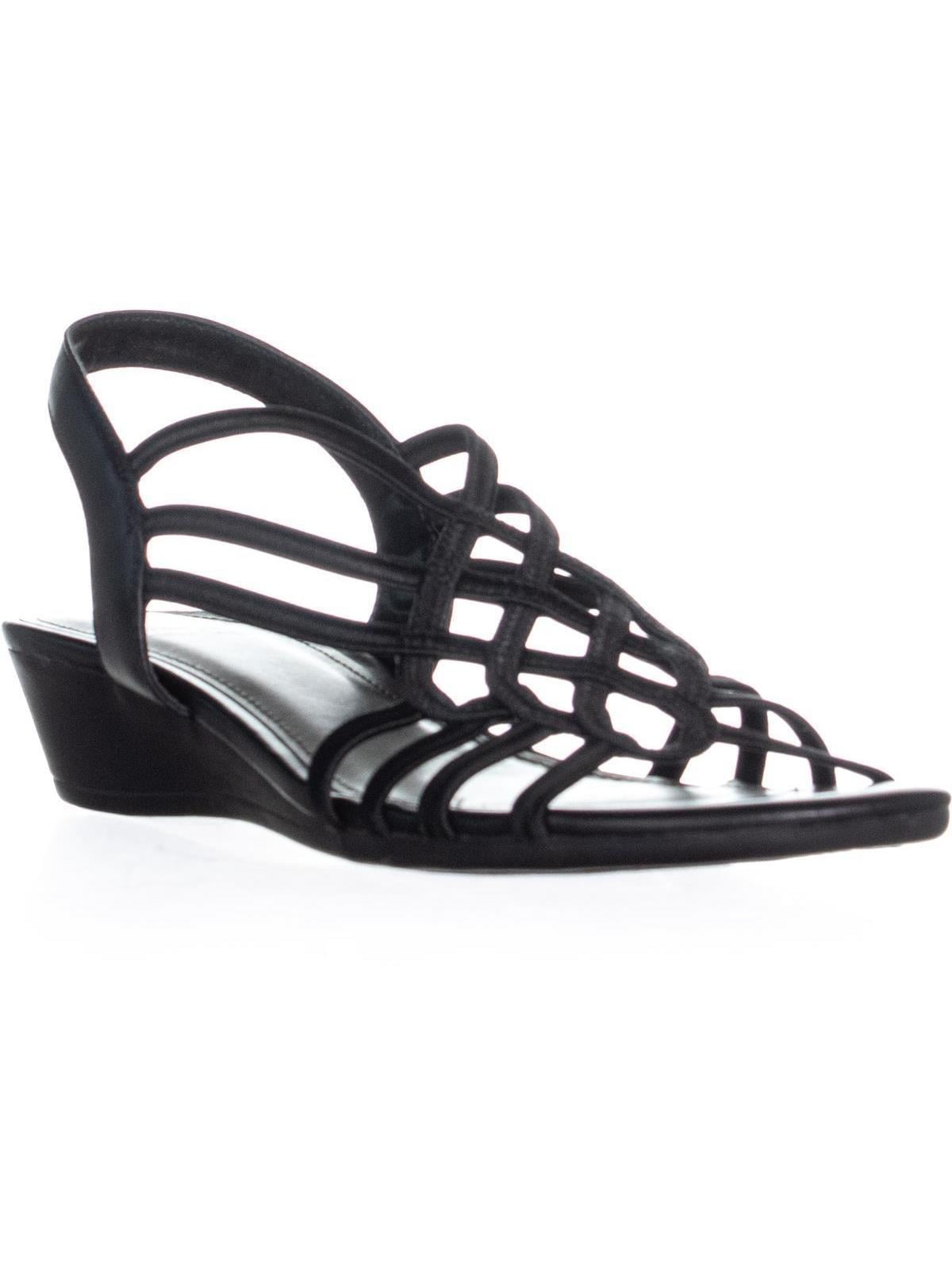 Impo Womens Impo Roma Criss Cross Wedge Slip On Sandals, Black