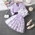 thumbnail image 4 of SONGGE Girls Floral Print Dress With Sheer Overlay And Jacket Summer Style Outfit Sets Toddlers Kids Back To School Relaxed Fit Clothes Sets, 4 of 8