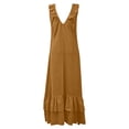 thumbnail image 4 of Ovbmpzd Elegant Summer Dresses for Women 2026 Shift Yellow Tiered Maxi Dresses V-Neck Casual Sleeveless Dresses Womens Dresses,S, 4 of 6