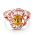 thumbnail image 2 of Gem Stone King 18K Rose Gold Plated Silver Statement Ring Set with Oval Checkerboard Yellow Citrine (2.47 cttw) (Size 6), 2 of 3