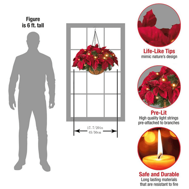 Cesta Colgante De Navidad Preiluminada Flocada Con Decoraciones Mixtas Y Luces LED Conos De Pino De Bayas Heladas Artificiales Para Decoración De Patio Al Aire Libre De Navidad