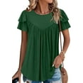 thumbnail image 4 of KISSMODA Short Sleeve Shirts for Women Dressy Casual Summer Blouses Pleated Front Loose Fit Tunic Tops, 4 of 6