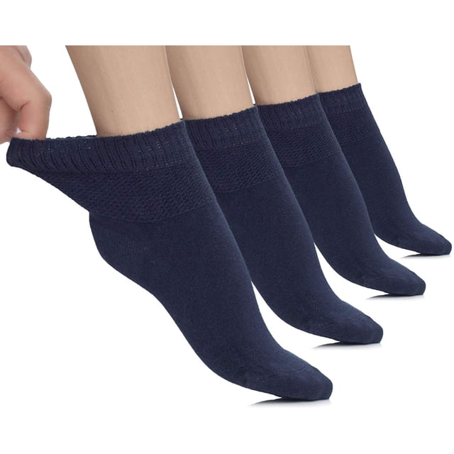 4 pares de calcetines tobilleros ligeros para diabéticos para mujer, calcetines finos de bambú, puntera sin costuras y parte superior sin ataduras Xemadio WMCH-116