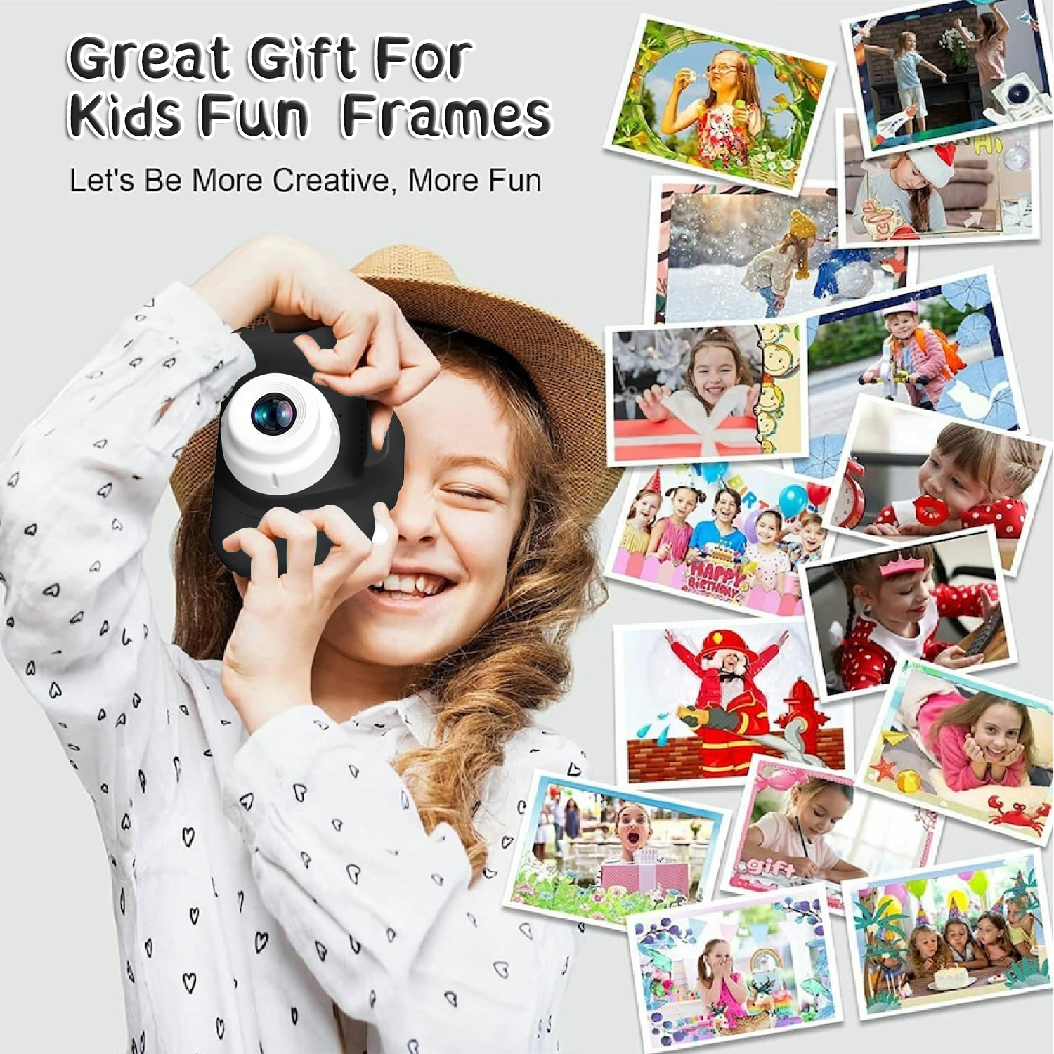 Sanmadrola Kids Digital Camera, Dual Lens, 1080p, Black photo 4