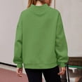 thumbnail image 6 of Women's Mock Neck Tunic Sweatshirt, Side Slit Hem Long Sleeve Pullover, Mid-Length Casual Top, Solid Color High Neck Blouse, Comfortable Stretch Knit Tunic for Women Green L, 6 of 8