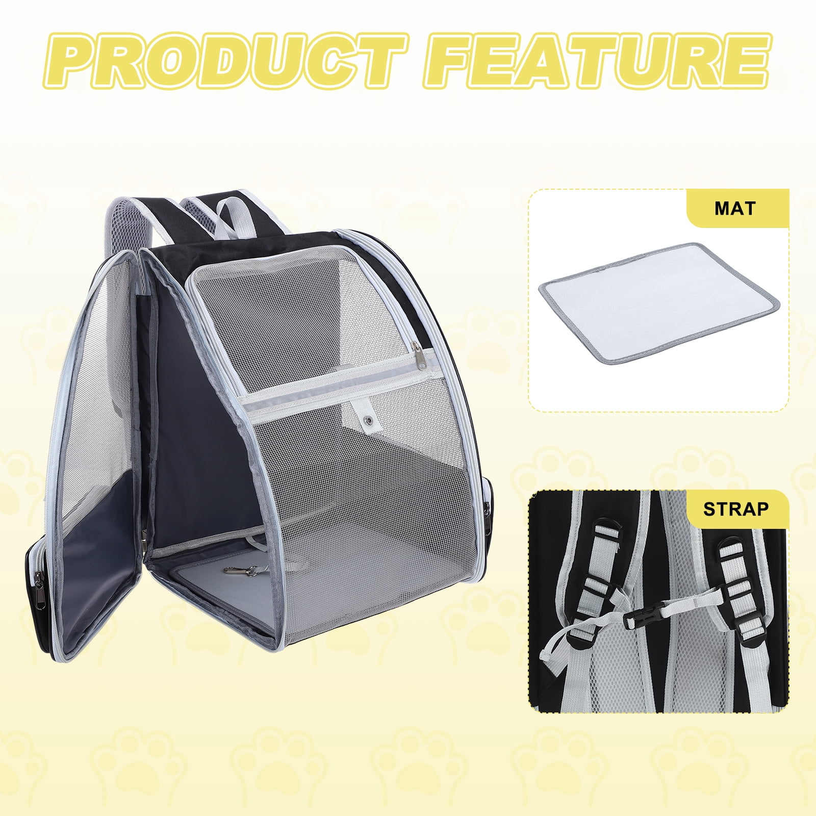Uxcell Cat Backpack Carrier, Ventilation Mesh, Breathable Dog Carrier Backpack Pet Carrying Case (Black) for Cats or Small Dogs Puppies, Intended for Hiking / Camping / Traveling