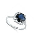 thumbnail image 4 of CHOOSE YOUR COLOR Blue Simulated Sapphire Halo Elegant Ring .925 Sterling Silver Band CZ Female Size 9, 4 of 4