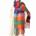 thumbnail image 2 of Scarf AC Warm Rainbow Plaid Tassel Autumn Winter Warm Soft Scarf Shawl, 2 of 10