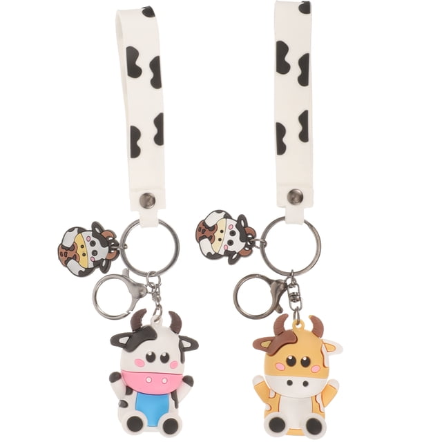 2 llaveros de vaca de dibujos animados, colgantes para bolso, decoración para parejas