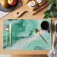 thumbnail image 2 of Green Marble Placemats Set of 6, Summer Ocean Wave Green Ombre Placemats for Dining Table, Place Mats for Kitchen Tabletop, Waterproof Wipeable Dining Table Mats Set, 2 of 9