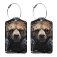thumbnail image 3 of Honeii Urban Bear With Headphones Print Leather Luggage Tag for Suitcases,ID Tags,Bag Tags for Luggage,Functional Travel Tag-4 PCS, 3 of 5
