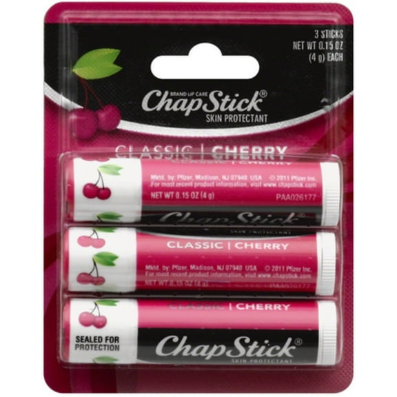 Chapstick Classic Lip Balm, Classic Cherry, 3 Ct, 0.15 oz (6 pack)
