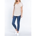thumbnail image 5 of Women Casual Loose Fit V-Neck Cuff Dolman Sleeve Drop Shoulder Jersey T-shirts Top, 5 of 5