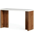 thumbnail image 2 of Kadyn Bar Table, Counter Pub Table, Home Bar Unit, 55.12" Bar Table with a Faux Marble Finished Tabletop, Walnut & White, 2 of 3