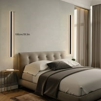 Miumaeov 2Pcs 39.37in Modern Rectangular LED Wall Lamp Indoor/Outdoor Waterproof Wall Light Fixture Black