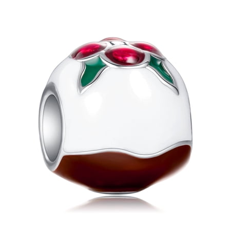 925 Sterling Silver Charm for Bracelets Festive Pudding Charm Women Bracelet Charm