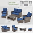 thumbnail image 6 of Vicluke 6-Piece Rattan Outdoor Conversation Set with Sectional Sofa, Ottoman and Storage Table, Marine, 6 of 7