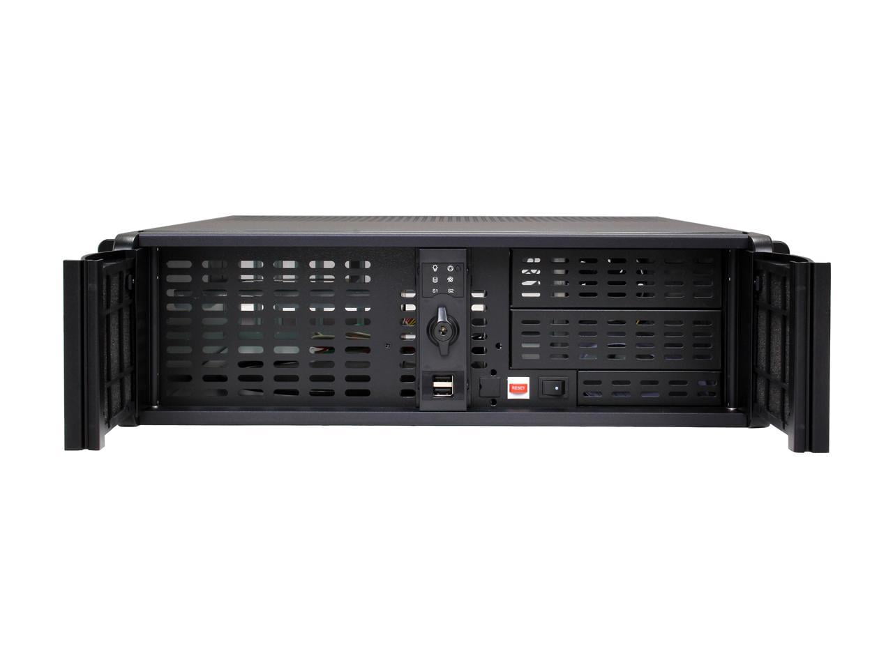 iStarUSA D-300-FS Black Aluminum / Steel 3U Rackmount Compact Stylish Front-mounted PSU Chassis 2 External 5.25" Drive Bays