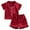 Red, variant on WOYY Toddler Girls Pajamas Silk Satin Solid Short Sleeve Shirt and Shorts Set Sleepwear