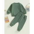 thumbnail image 4 of Bagilaanoe 2PCS Toddler Baby Girl Boy Pants Set Solid Color Long Sleeve Sweatshirt Pullover Tops + Drawstring Sweatpants 6M 12M 18M 24M 3T Kids Casual Sweatsuits, 4 of 9