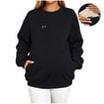 thumbnail image 2 of Yeaiivve Women's Maternity Nursing Sweatshirts Front Hidden Zipper Breastfeeding Pullover Oversized Crewneck Loose Pregnancy Sweatshirt with Pocket Black,XL, 2 of 9