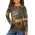 thumbnail image 3 of Garronmavis Deer Boys Long Sleeve T-Shirts 9-10 Loose Camo Forest Kids Crewneck T-Shirts Fall Tops Lightweight Casual Crewneck Loose Fit Tee Tops Soft Casual Crewneck Tees, 3 of 7
