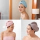 thumbnail image 3 of Paquete de 2 toallas para el cabello tipo gofre, toalla para el cabello, toalla para secar el cabello, toalla para el cabello para mujeres para secar el cabello más rápido, 3 of 5