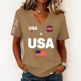thumbnail image 2 of Iaqnaocc 4th Of July Tops for Women Trendy 250th Anniversary Short Sleeve 250 Anniversary USA Flag 250 Anniversary Usa Flag Patriotic V Neck July 4th Celebration T-Shirts Khaki M, 2 of 5