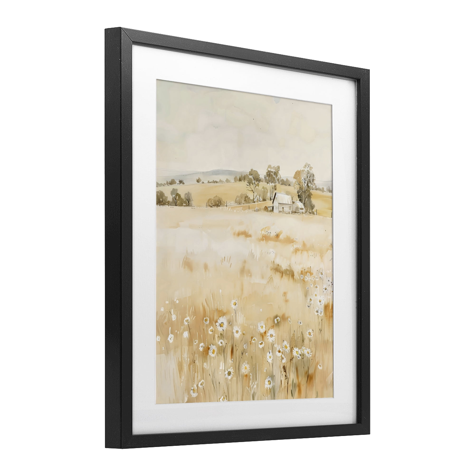 Stupell Industries Farm Country Meadow with Daisies Black Framed Print Under Glass, design by Creative Studio