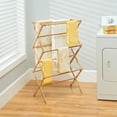 thumbnail image 2 of mDesign Bamboo Clothes Drying Rack, Foldable Wooden Laundry Drying Rack, Natural, 2 of 8