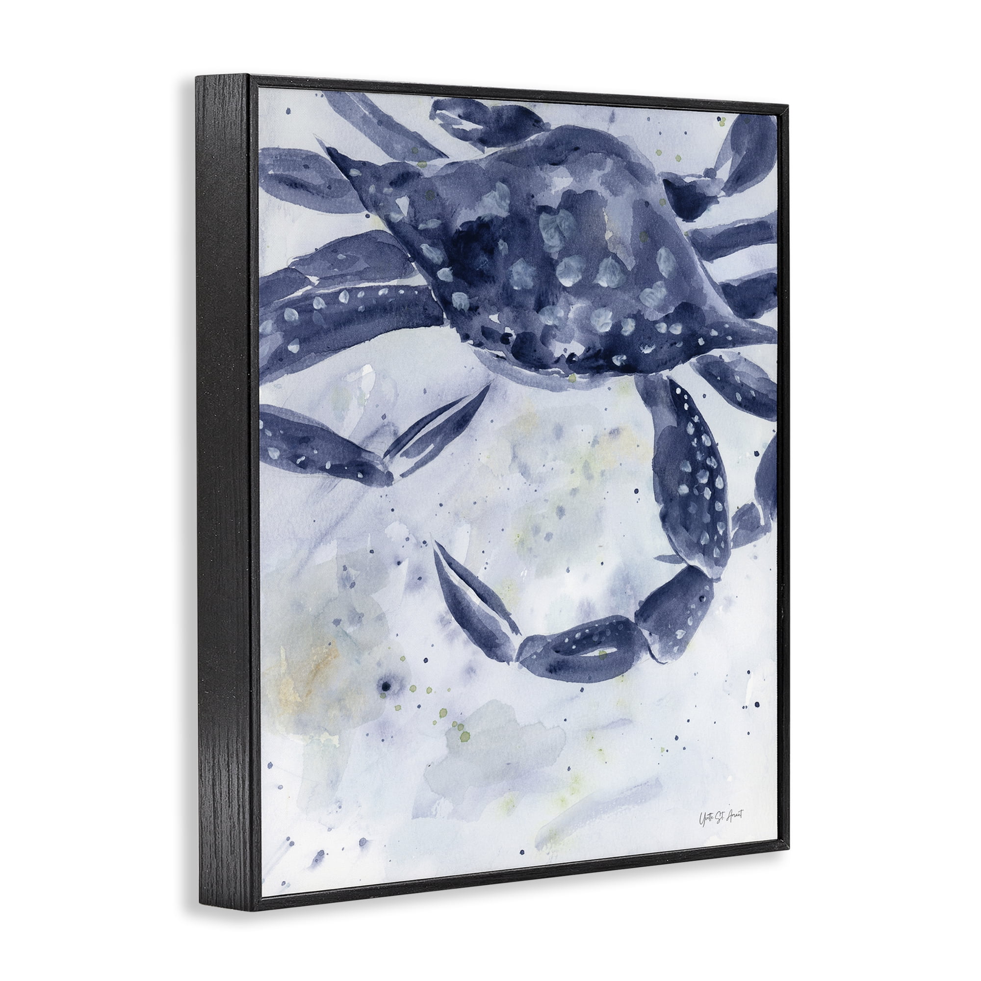 Stupell Industries Swimming Blue Crab Animals & Insects Painting Black Framed Art Print Wall Art, 16 x 20
