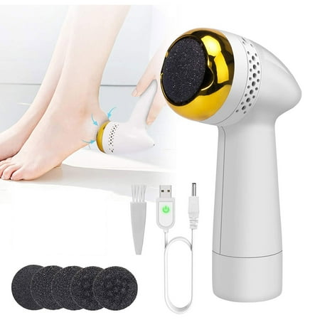 Electric Callus Remover, Electric Foot File USB Foot Pedicure Tools with 6pcs Grinding Heads Professional Foot Care Sander Best for Cracked Heels and Hard Skin - Gold