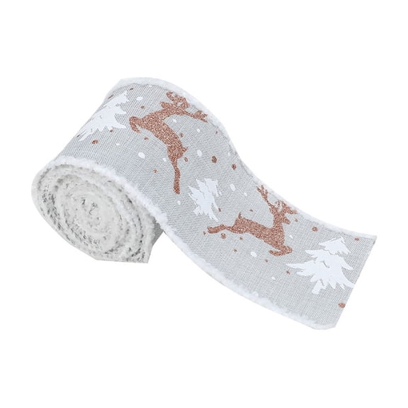 Btomtd 78.74"x2.67" Velvet Trimmed Christmas Webbing Ribbon for Gift Box Wrapping and Bow Making Decorative Ribbon for Holiday Ornaments and Presentation, Gray
