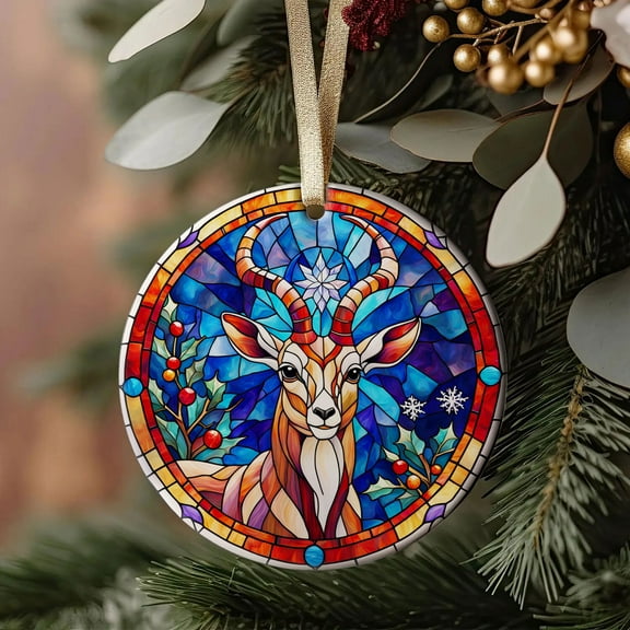 Antelope Ornaments Ceramic For Christmas, Stained Glass Ornaments Ceramic Christmas 2025
