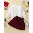 thumbnail image 2 of hirigin Toddler Girls Autumn Outfit Sets White Long Sleeve Tops + Solid Color A-line Skirt, 2 of 8