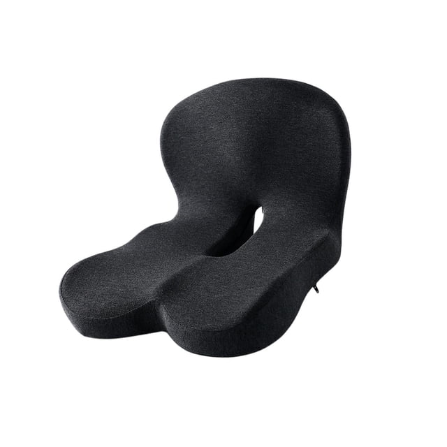 Cojín de espuma viscoelástica para asiento, cojín para silla, cojín para coxis, cojín de respaldo con soporte lumbar ergonómico y transpirable para Gris oscuro