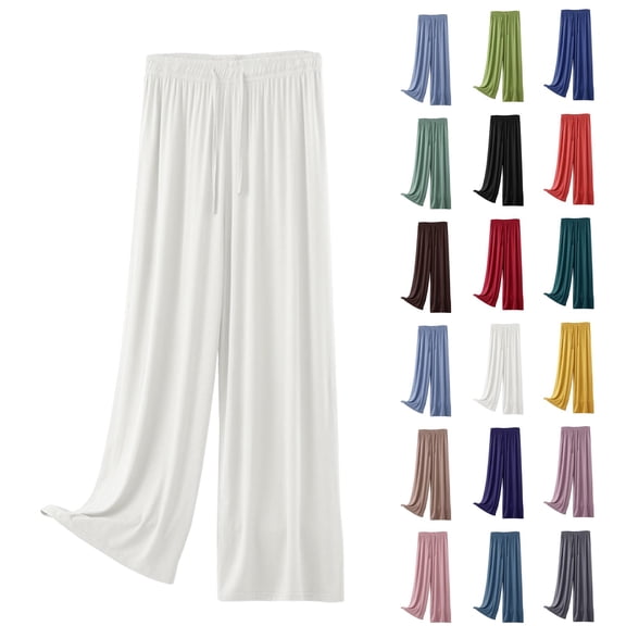 Endives Womens Wide Leg Pant Elastic High Waisted Tie Slim Fit Casual Pants Linen Pants Women Beach Vacation Outfits S-6XL