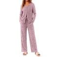 thumbnail image 2 of Weekease Two Piece Pajama Sets for Women V Neck Button up Tops Drawstring Pants Casual Lounge Set with Pockets, 2 of 8