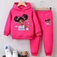 thumbnail image 2 of NIEWTR Girls 2PC Outfits Set Kids Spring Autumn Winter Hoodie Sweatshirts and Jogging Sweatpants Comfortable and Warm Set Cute Cartoon Print Two Piece Set 2Y 3Y 4Y 5Y 6Y 7Y 8Y, 2 of 4