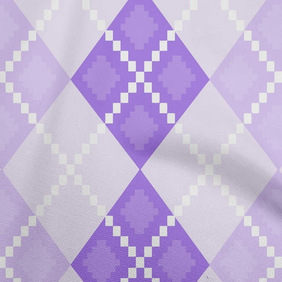 oneOone Cotton Flex Medium Purple Fabric Argyle Quilting Supplies Print Sewing Fabric By The Yard 40 Inch Wide
